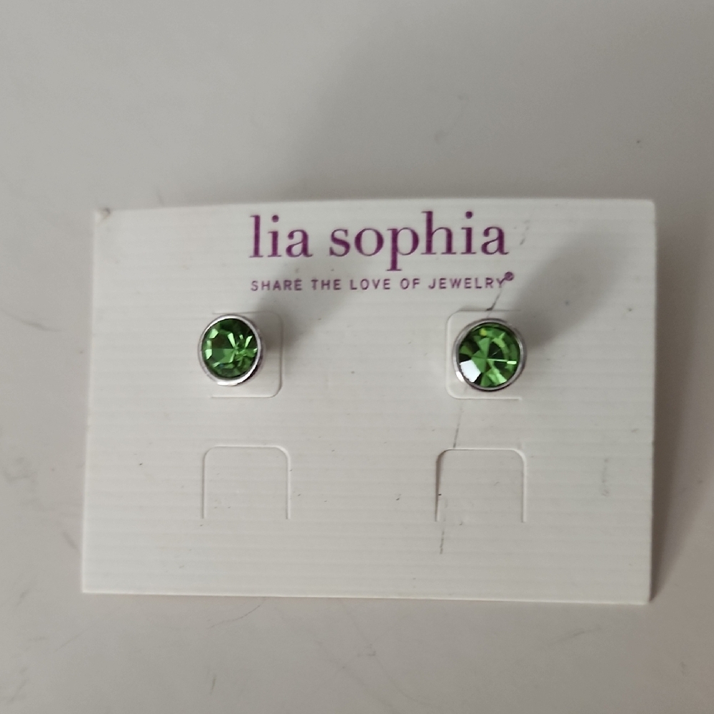 Lia Sophia Vibrant August Birthdtone Peridot Crystal Earrings